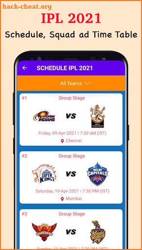 IPL 2021 - Schedule, Squad ad Time Table screenshot