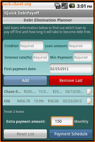 iQuick Debt Payoff screenshot