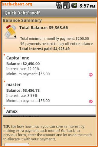 iQuick Debt Payoff screenshot