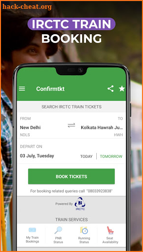 IRCTC train Booking - ConfirmTkt (Confirm Ticket) screenshot