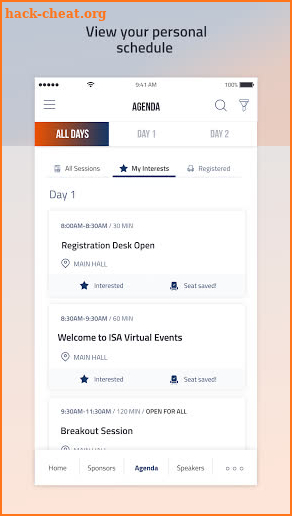 ISA Virtual Events screenshot