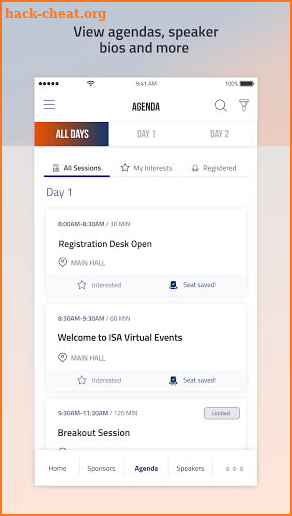 ISA Virtual Events screenshot
