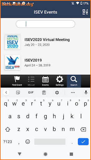 ISEV Events screenshot