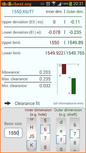 ISO Tolerances (DIN ISO 286-1) screenshot