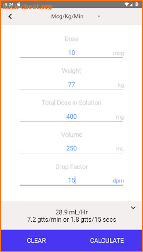IV Infusion Calculator screenshot