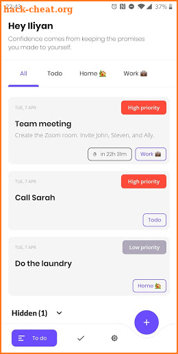 Ivy: Tasks & To-Do list, on your home screen screenshot