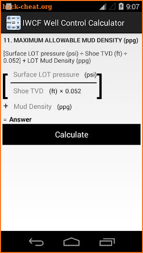 IWCF Well Control Calculator screenshot