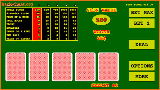 Jacks or Better Pro 98 Poker screenshot