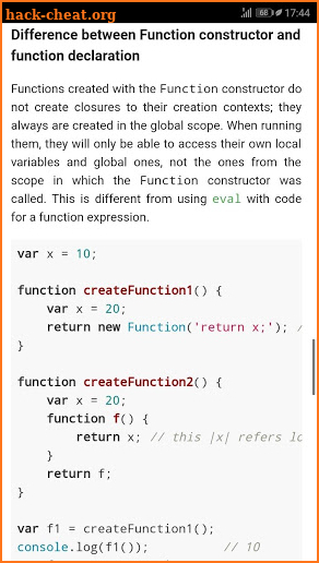 JavaScript Reference screenshot