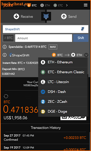 Jaxx Blockchain Wallet screenshot