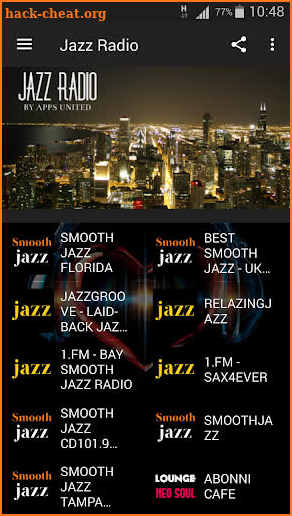 Jazz music radio screenshot