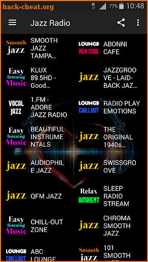 Jazz music radio screenshot