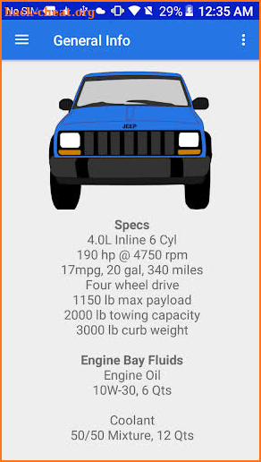 Jeep Cherokee Reference screenshot