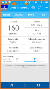 Jetting for Maxter KZ Kart screenshot