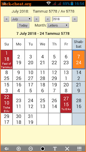 Jewish Calendar and Holidays (Lite) screenshot