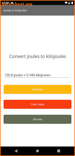 Joules to Kilojoules screenshot