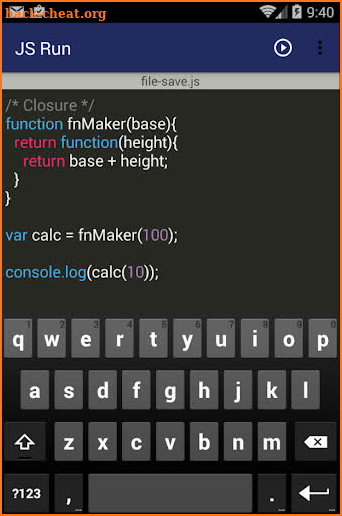 JS Run (Javascript editor) screenshot