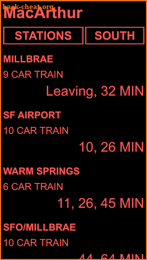justBART - Just the BART schedule you want screenshot