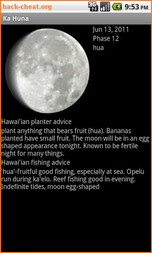 Ka Huna Hawaiian Moon Calendar screenshot