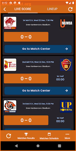 Kabaddi Live Score - Match screenshot