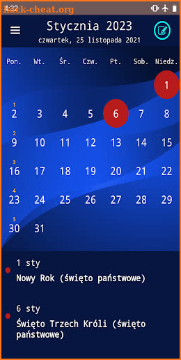 Kalendarium screenshot