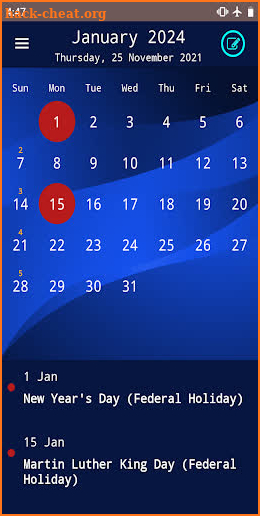 Kalendarium screenshot