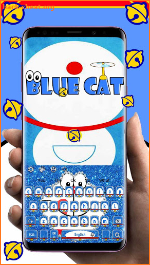 Kawaii Blue Cat Diamond Keyboard screenshot