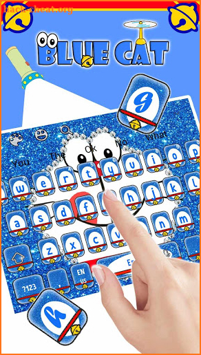 Kawaii Blue Cat Diamond Keyboard screenshot