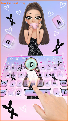 Kawaii Pink Fashion Girl Keyboard Theme screenshot