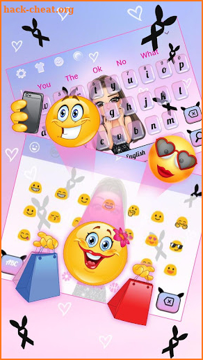 Kawaii Pink Fashion Girl Keyboard Theme screenshot