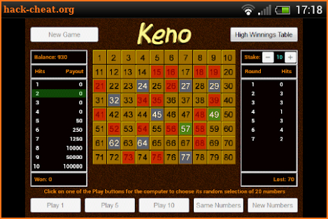 Keno screenshot