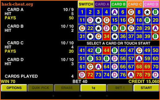 Keno 4 Multi Card Vegas Casino screenshot