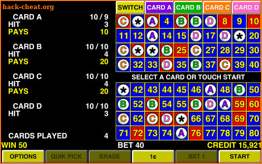 Keno 4 Multi Card Vegas Casino screenshot