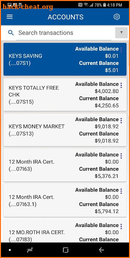 Keys FCU Mobile Banking 2020 screenshot