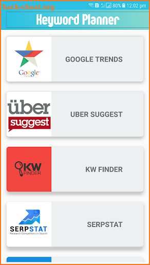 Keyword Planner - SEO ASO Uber Suggest screenshot