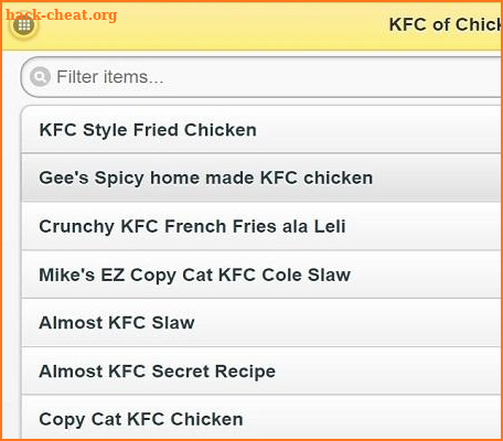 KFC of chicken recipes screenshot