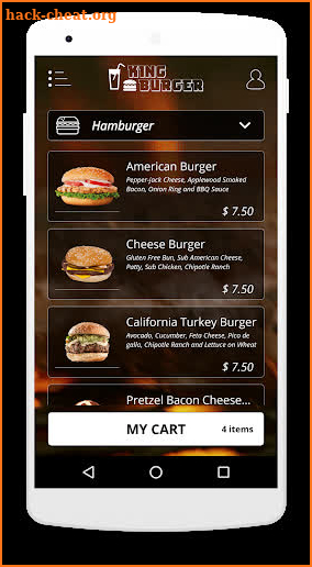 King Burger delivery app screenshot