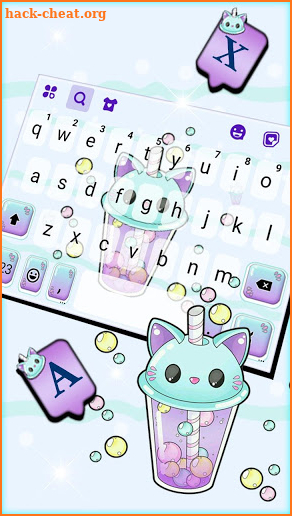 Kitty Bubble Tea Keyboard Background screenshot