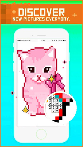 Kittypix coloring by pixels - draw sandbow art cat screenshot