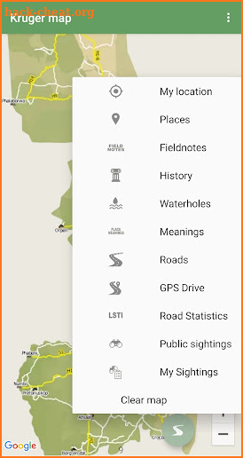 Kruger Park map & field guide screenshot