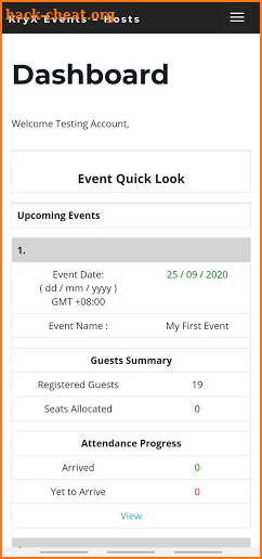KryX Events - Create Your Own Events Registration screenshot
