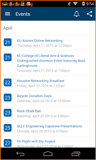KU Alumni Association screenshot