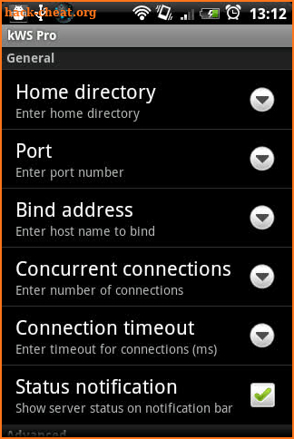 kWS Pro (Android Web Server) screenshot