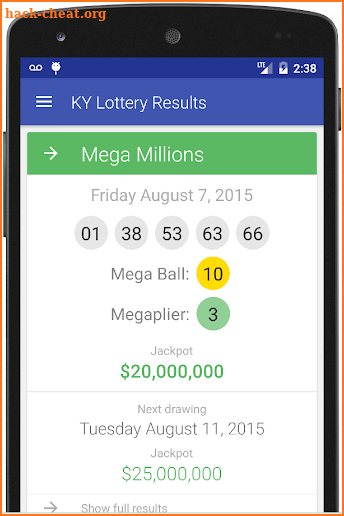 KY Lottery Results screenshot