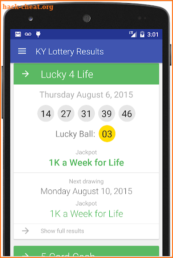 KY Lottery Results screenshot