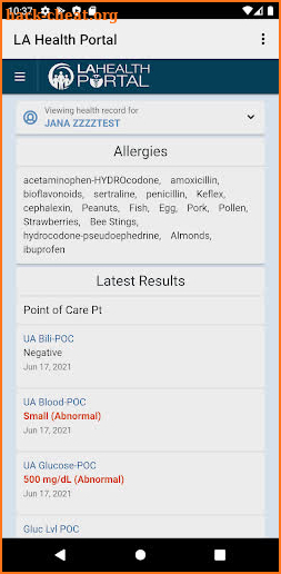 LA Health Portal screenshot