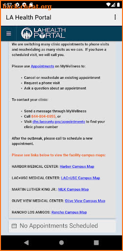 LA Health Portal screenshot