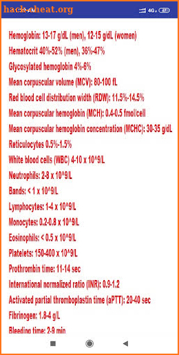 LAB VALUES BLOOD screenshot