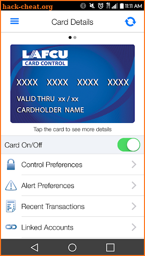 LAFCU Card Control screenshot