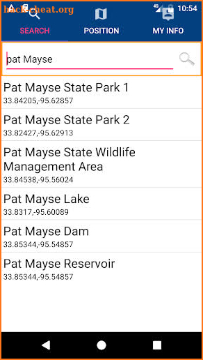 Lake Pat-Mayse Texas GPS Map screenshot